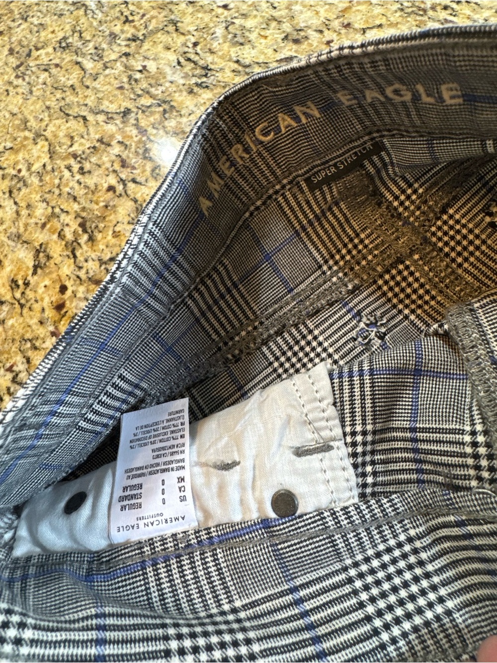 ❤️ American Eagle Sz 0 Outfitters Gray and Blue Plaid Mini Skirt (B9) - Picture 3 of 6